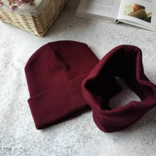 Комплект шапка з хомутом Luxyart унісекс розмір підлітковий бордо (OL-001)