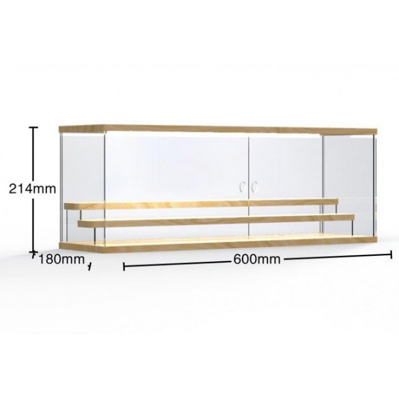 Бокс-вітрина з підсвічуванням для аксесуарів з дверцятами 600х180 Акрил 3 мм Бежевий (B600180L)