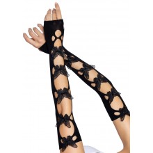 Мітенки Leg Avenue Butterfly applique arm warmers Black, метелики