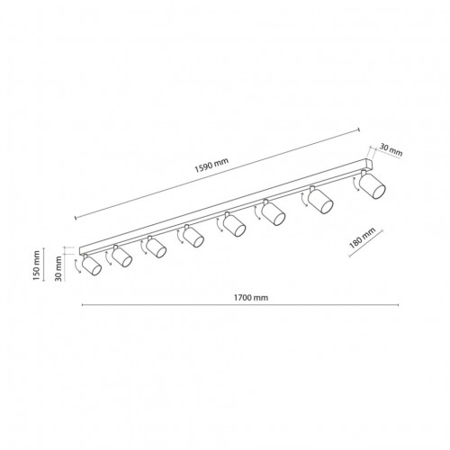 Спот TK Lighting Top 170x18x15 см Чорний (TK6179)