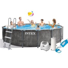 Каркасний басейн Intex 26742-6, 457 x 122 см (4 г/год, 3785 л/год, тент, підстилка, драбина, набір для догляду)