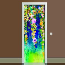 Наклейка на двері Цвітіння (вінілова наклейка, самоклейка, обклеїти двері) 650х2000мм