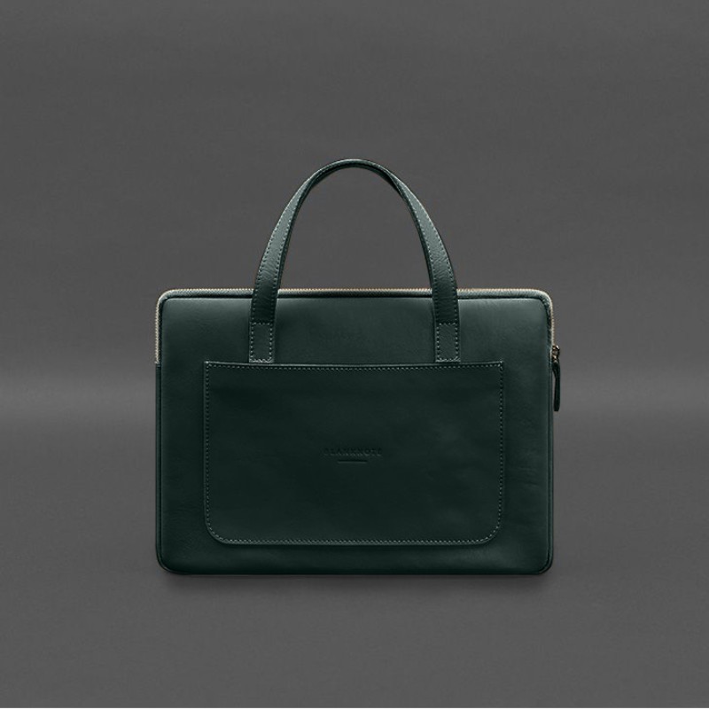 Шкіряний чохол з ручками для ноутбука 13 дюйм Зелений BlankNote