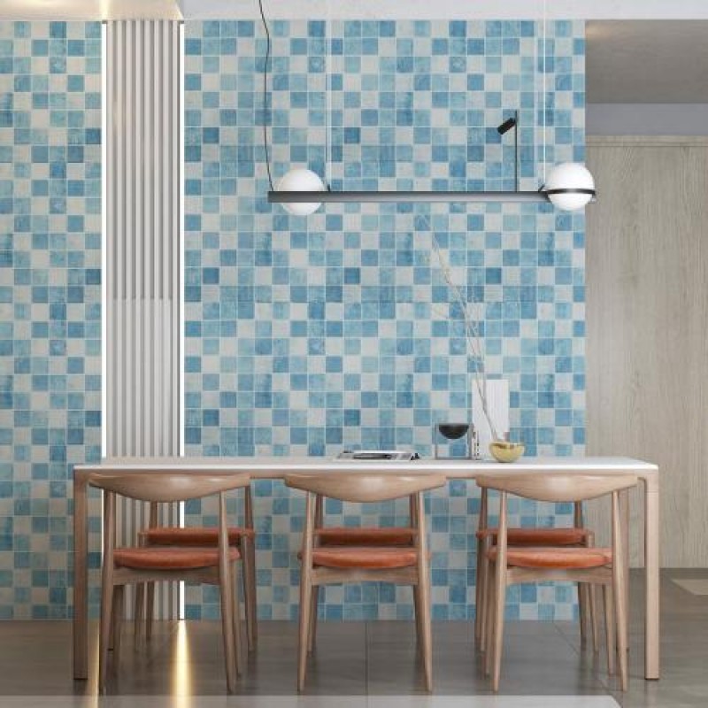 Панель стінова 3D 700х770х4мм блакитна мозаїка (D) Sticker Wall SW-00002009