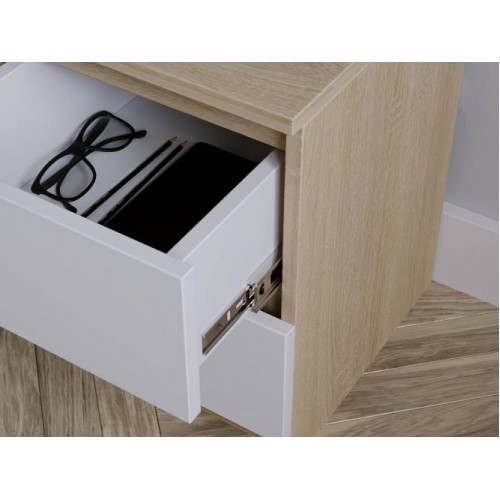 Тумбочка ліжка Меблева Площа ТК-1 40х40х50 см Дуб сонома + Білий Тумбочка ліжка Меблева Площа ТК-1 40х40х50 см Дуб сонома + Білий