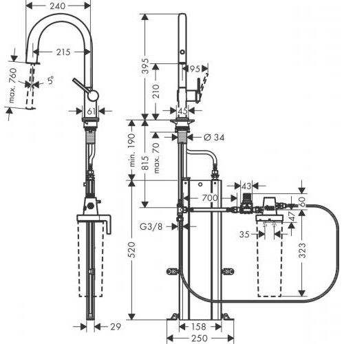 Змішувач для кухонної мийки Hansgrohe Aqittura M91 FilterSystem 210 Чорний матовий 76826670