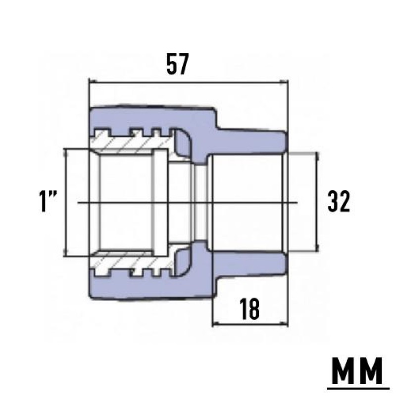 Муфта з металевим внутрішнім різьбленням PP-R Wavin 32 мм х 1