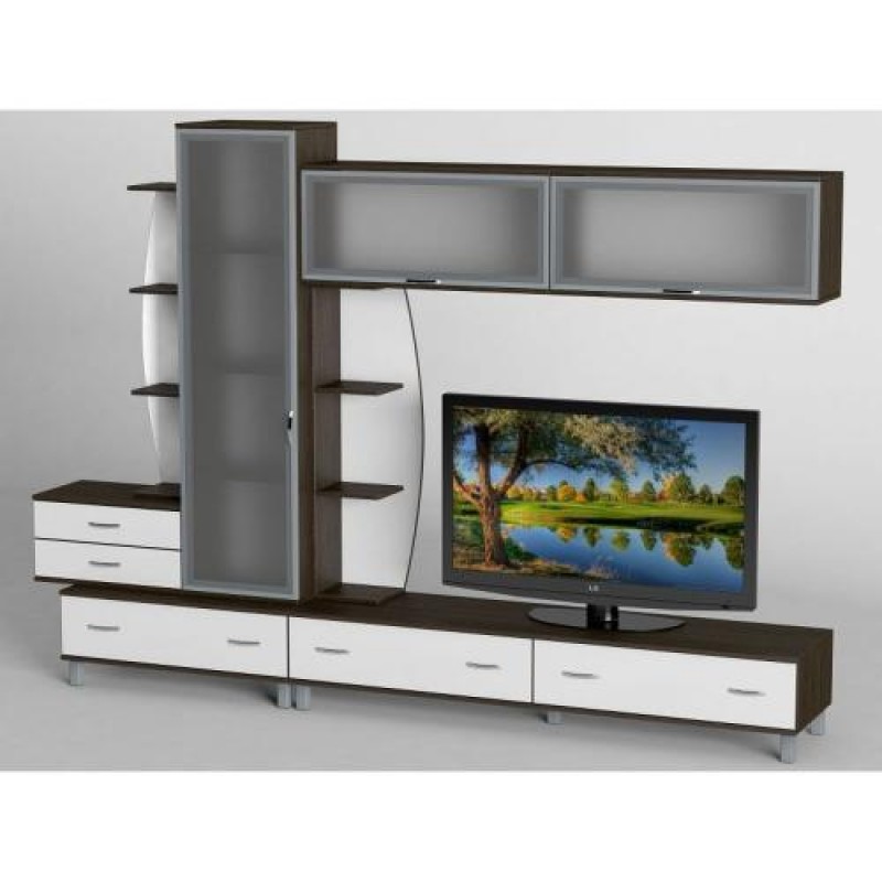 Стінка в вітальню Тиса Мебель Вітальня-15 Венге Білий 1900x450x2850 мм