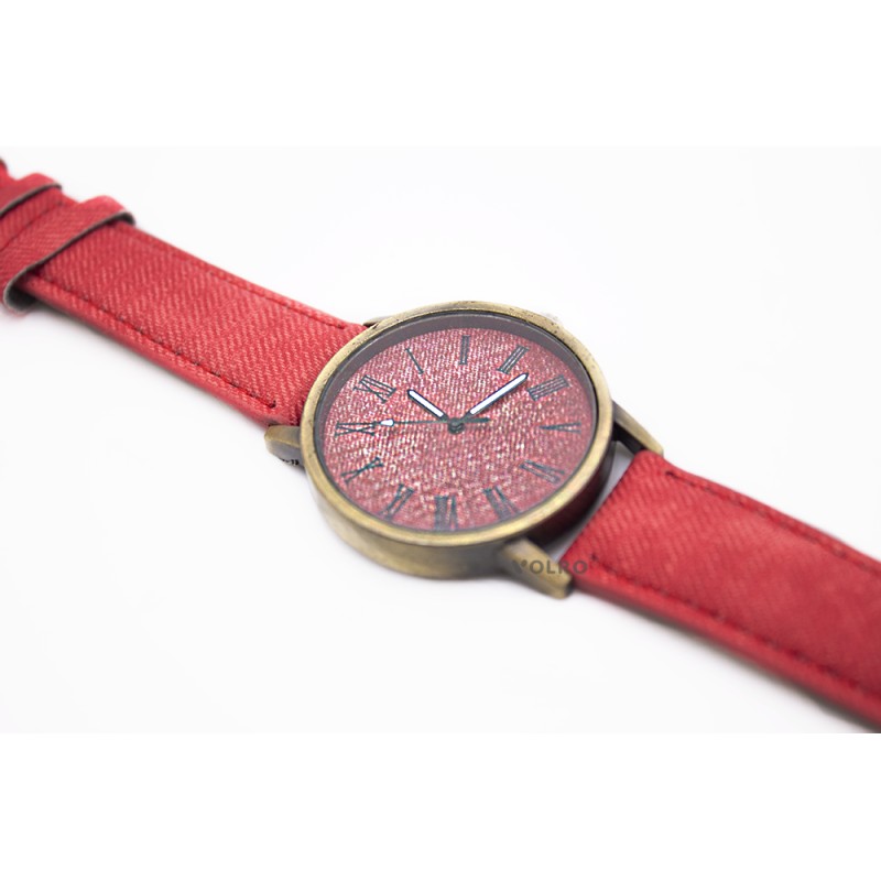 Наручний годинник джинсовий VOLRO Червоний (vol-447)