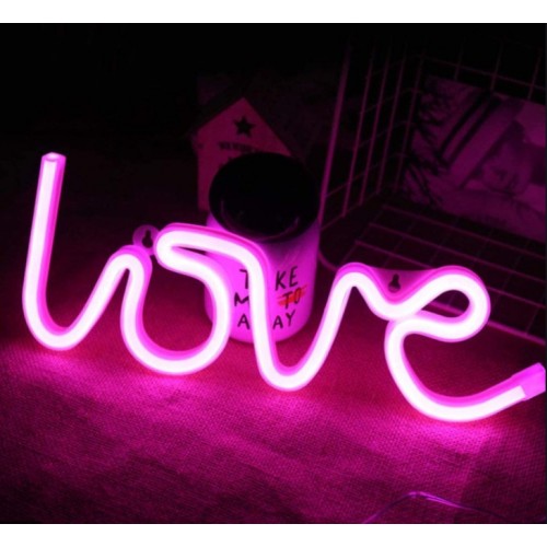 Настінний неоновий світильник нічник Angel Love рожевий