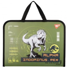 Папка-портфель YES FC на блискавці з тканинними ручками Jurassic World хакі (492242)