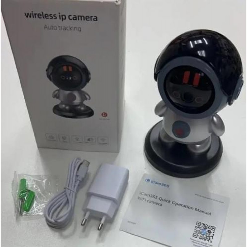 IP камера відеоспостереження RIAS Smart Robot (iCam365 APP) Wi-Fi 3MP Black-Grey