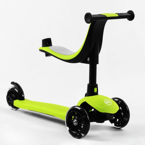 Самокат-велобіг Best Scooter 3 в 1 колеса PU зі світлом сидіння батьківська ручка 50 кг Green (106696)