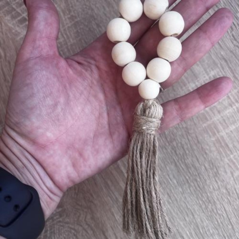 Кільця для серветок з дерев'яними намистинами No Brand Бежевий 6 шт