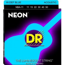 Струни для акустичної гітари DR NBA-11 Hi-Def Neon Blue K3 Coated Medium-Light Acoustic Guitar Strings 11/50