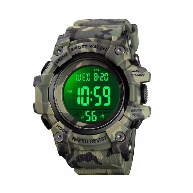 Годинник чоловічий спортивний Skmei 1552 Зелений камуфляж