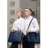 Шкіряна сумка для ноутбука і документів темно-синя BlankNote