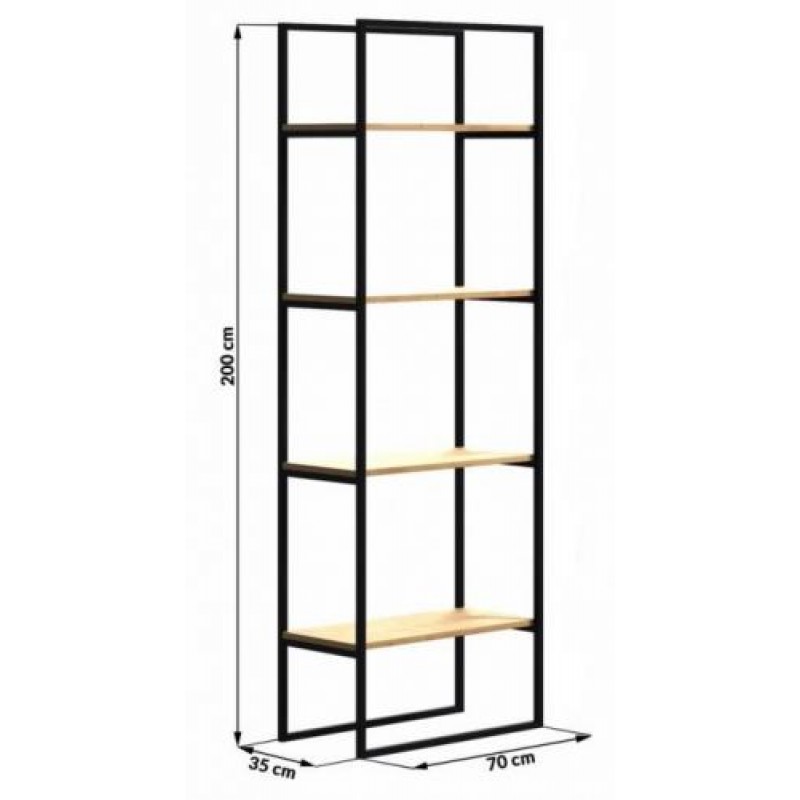Стелаж для зберігання в стилі Loft NS-1715 2030x700x350 мм Черный