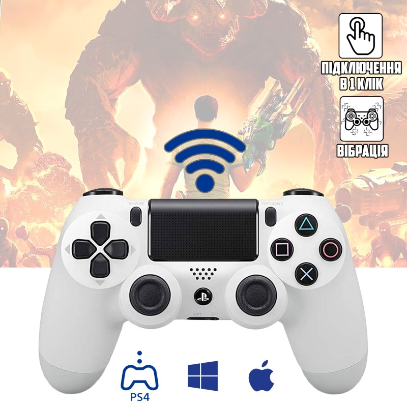 Бездротовий геймпад Play Station Dualshock 4 Wireless Bluetooth джойстик для приставки PS4 White