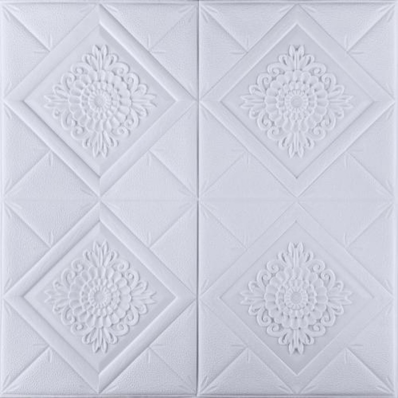 Самоклеюча 3D панель візерунок в ромбі білий 3D Loft 700x700x5мм (022-6)