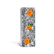 Наклейка на холодильник Zatarga «Квіти на камені» 650х2000 мм вінілова 3Д наклейка декор на кухню