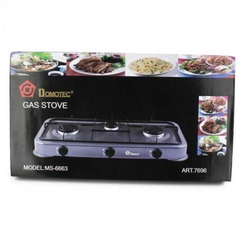 Газова плита настільна Domotec MS-6603 3 конфорки 5400W Grey