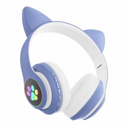 Бездротові Bluetooth навушники з вушками Cat Ear VZV-23M/7805 LED Сині