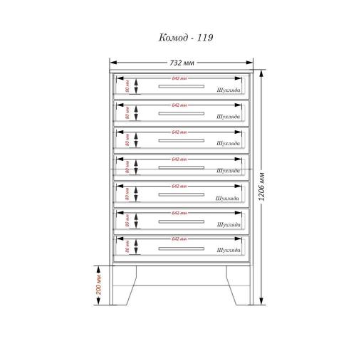Комод Тиса Мебель 119 Дуб сонома Білий 85.5x40x73 см