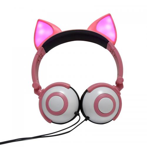 Навушники SUNROZ Linx Bear Ear Headphone з вушками Лисички LED 1,5 м Рожевий (SUN2651) Навушники SUNROZ Linx Bear Ear Headphone з вушками Лисички LED 1,5 м Рожевий (SUN2651)