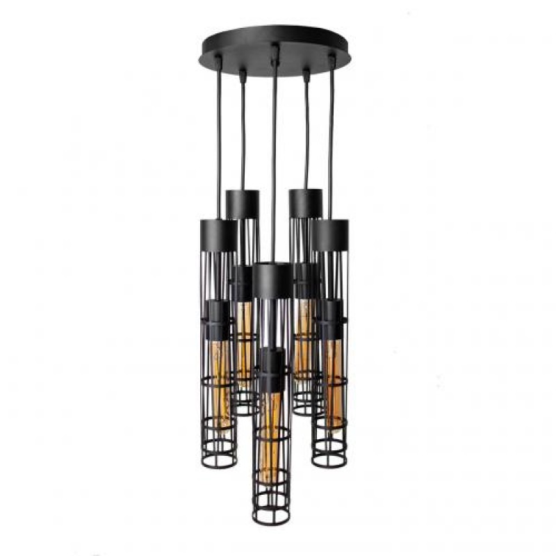 Світильник підвісний MSK Electric Flow у стилі лофт на круглій основі NL 6040-5R BK