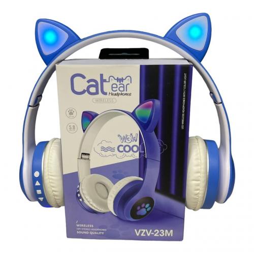 Бездротові навушники OPT-TOP cat ear vzv-23m з підсвічуванням + FM-радіо + MicroSD Bluetooth сині (1756375582)