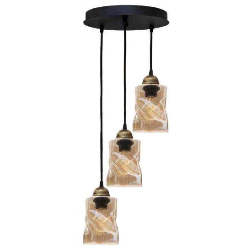 Світильник підвісний MSK Electric Tornado на круглій основі під три лампи Е27 PL 20245-3R BK Чорно-бронзовий (619263)