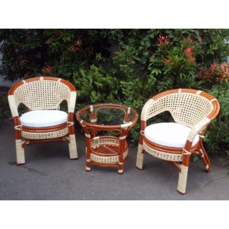 Кавовий комплект меблів Cruzo Ява Тераса Сет 2 предмети Коньяк (kt290420)