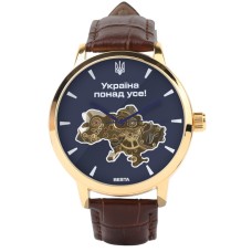 Наручний годинник чоловічий BESTA Skeleton UA Золотий (3051)