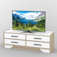 Тумба під телевізор Тиса Мебель ТВ-409 Дуб сонома Білий 58x44x156 см