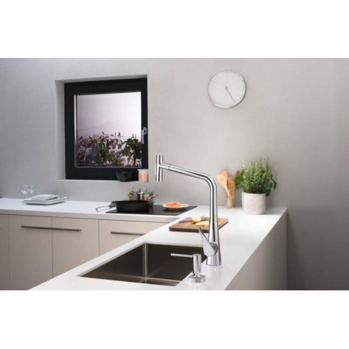 Змішувач для кухонної мийки з висувним душем Hansgrohe Metris M71 Сталь 73816800 в інтернет супермаркеті PbayMarket!