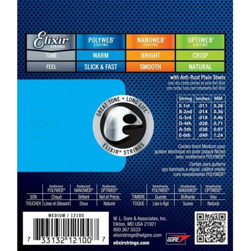 Струни для електрогітари Elixir 12100 Polyweb Nickel Plated Steel Medium 11/49 Струни для електрогітари Elixir 12100 Polyweb Nickel Plated Steel Medium 11/49