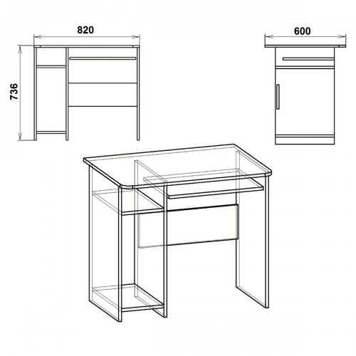Стіл комп'ютерний СКМ-12 Компанит Горіх екко Стіл комп'ютерний СКМ-12 Компанит Горіх екко
