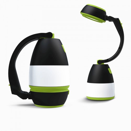 Лампа-ліхтар для кемпінгу з повербанком SUNROZ Camping LED Lamp 4 в 1 Чорно-зелений (SUN7320)