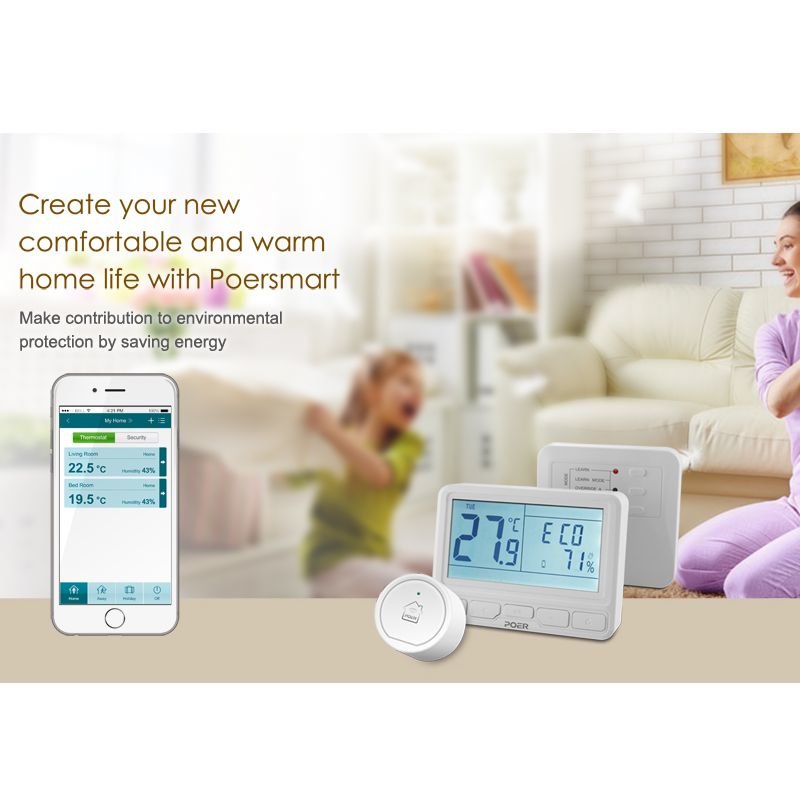 Бездротовий термостат з wifi терморегулятором для котла і теплої підлоги Poer PTC10-WIFI