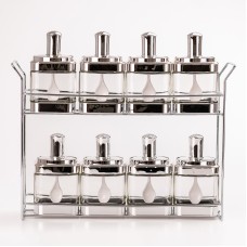 Набір банок TS Kitchen для сипучих продуктів 8 штук з ложкою на підставці хром (HP531FS1034Y)