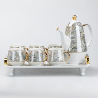 Чайний сервіз на 6 персон 8 предметів TS Kitchen мармур (HP6166)