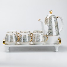 Чайний сервіз на 6 персон 8 предметів TS Kitchen мармур (HP6166)