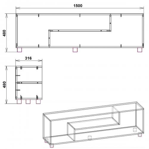 Тумба ТВ-2 МГ-4 Компанит вільха