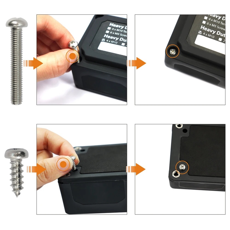 Розподільчий блок з шиною Heavy Duty Bus Bar з 4-ма шпильками М8 для з'єднання кабелів 48V DC, до 300A (чорний)