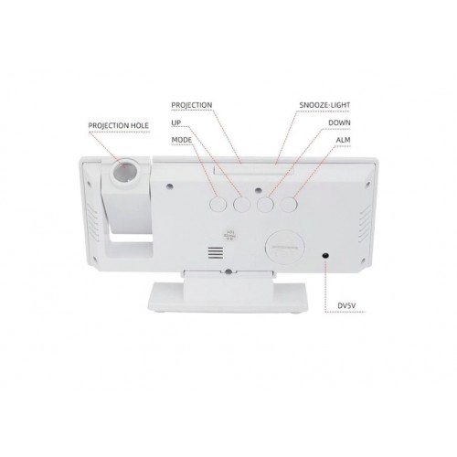 Годинник настільний електронний з проекцією та будильником Gaosuo DS-3618LP LED White Годинник настільний електронний з проекцією та будильником Gaosuo DS-3618LP LED White