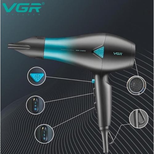 Фен для укладання та сушіння волосся VGR V-455 2400 Вт Синій (2390000038) Фен для укладання та сушіння волосся VGR V-455 2400 Вт Синій (2390000038)