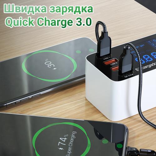 Мультизарядний пристрій на 8 портів Digital Lion WLX-A9P, СЗУ з дисплеєм, 60W