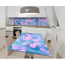 Наклейка 3Д вінілова на стіл Zatarga «Лілово-бірюзові мрії» 650х1200 мм для будинків, квартир, столів, кав'ярень,