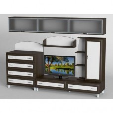 Стінка в вітальню Тиса Мебель Вітальня-24 Венге Білий 2050x450x2700 мм